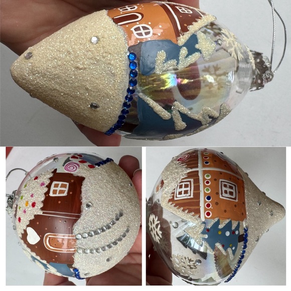 Vintage Studio Nova Whimsical Clear Gingerbread House Glass Ornament Set Finial - Picture 3 of 8